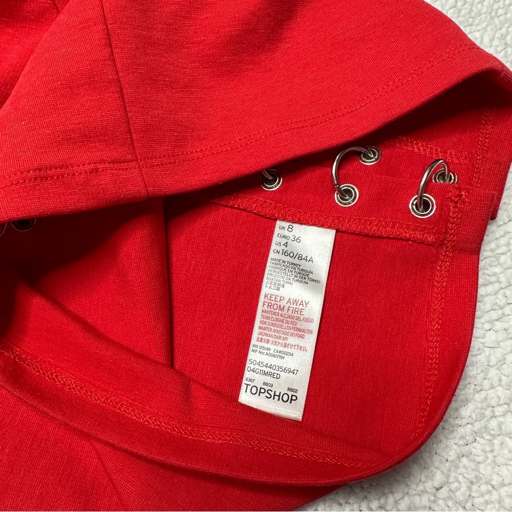 Women’s Red Topshop Cropped Top Cold Shoulder Spaghetti Strap V neck - Picture 11 of 14